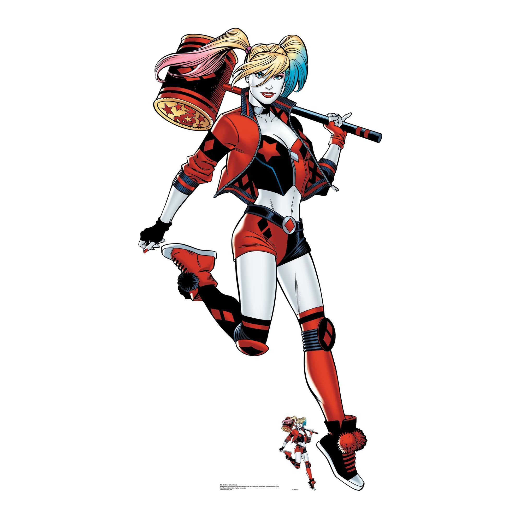 Star Cutouts SC1464 Lifesize Cardboard Cutout Harley Quinn Mallet Perfect Gift for Collectors and Comic Fans Height 175cm, Multicolour