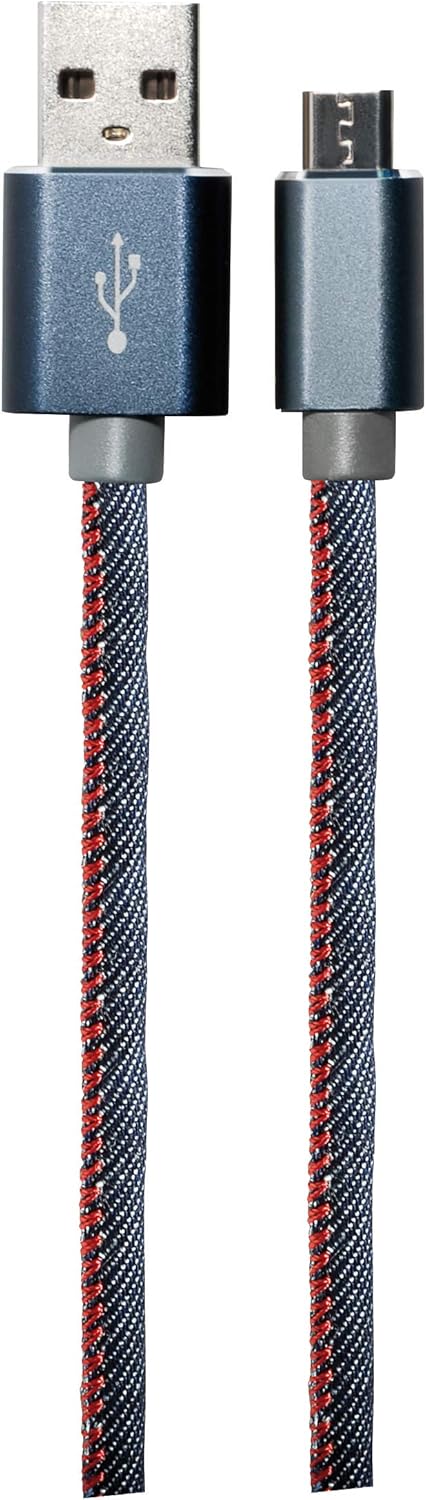 Maxtrack Charging and Sync Cable, USB Type A Male to Micro USB B Male, 1.0 m, Denim Fabric Cover (1 Cable) - Image 3