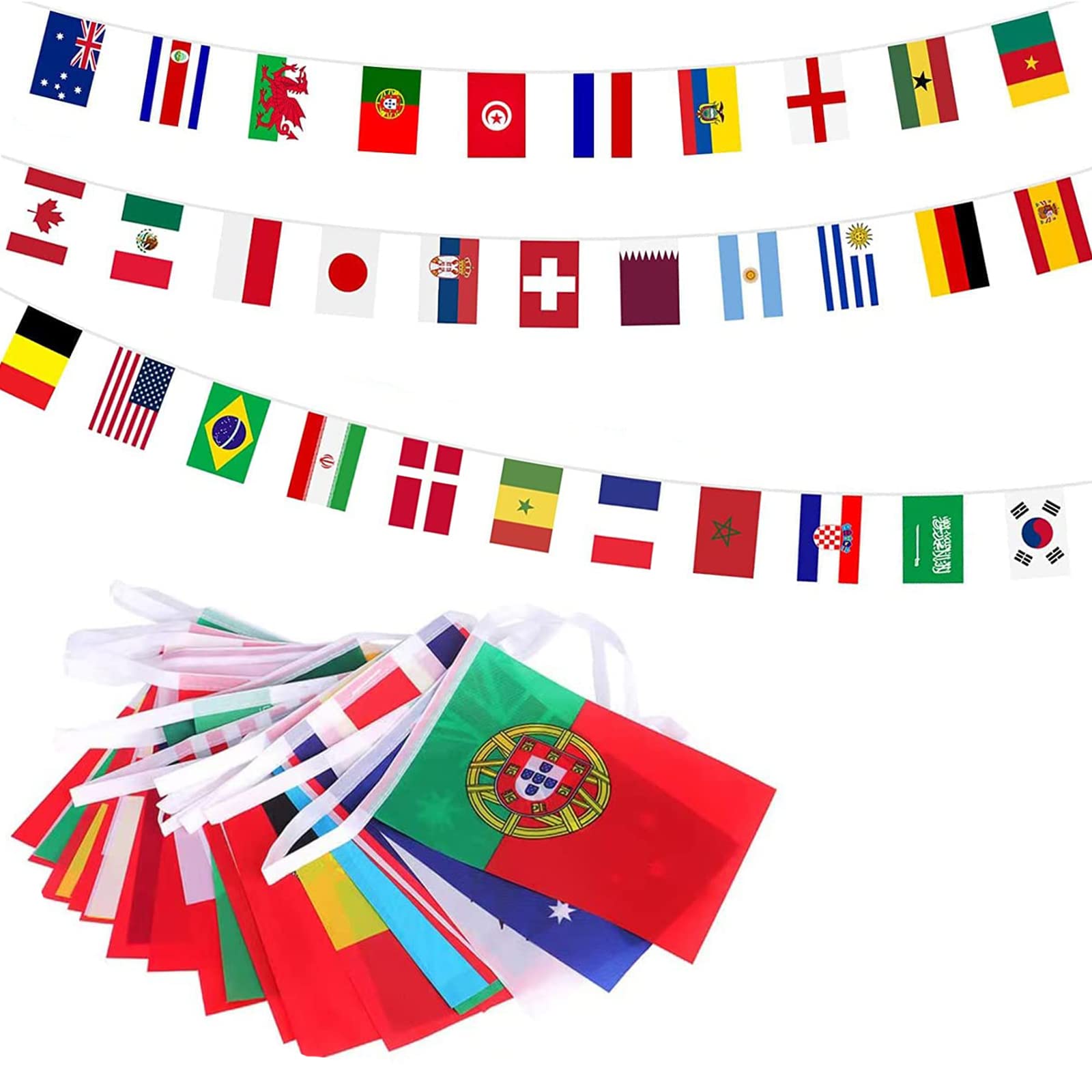 International World Country String Bunting Banner - 25M with 100 Olympic and Commonwealth Games Decorations for Garden and Bar