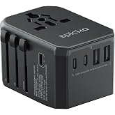 EPICKA Universal Travel Adapter with 1AC/3 USB-C/2 USB-A Ports | Travel Plug Adapter for EU/US/UK/AUS, Supports Charging for Multi-Device, Not A Voltage Converter, TA-105+, Grey