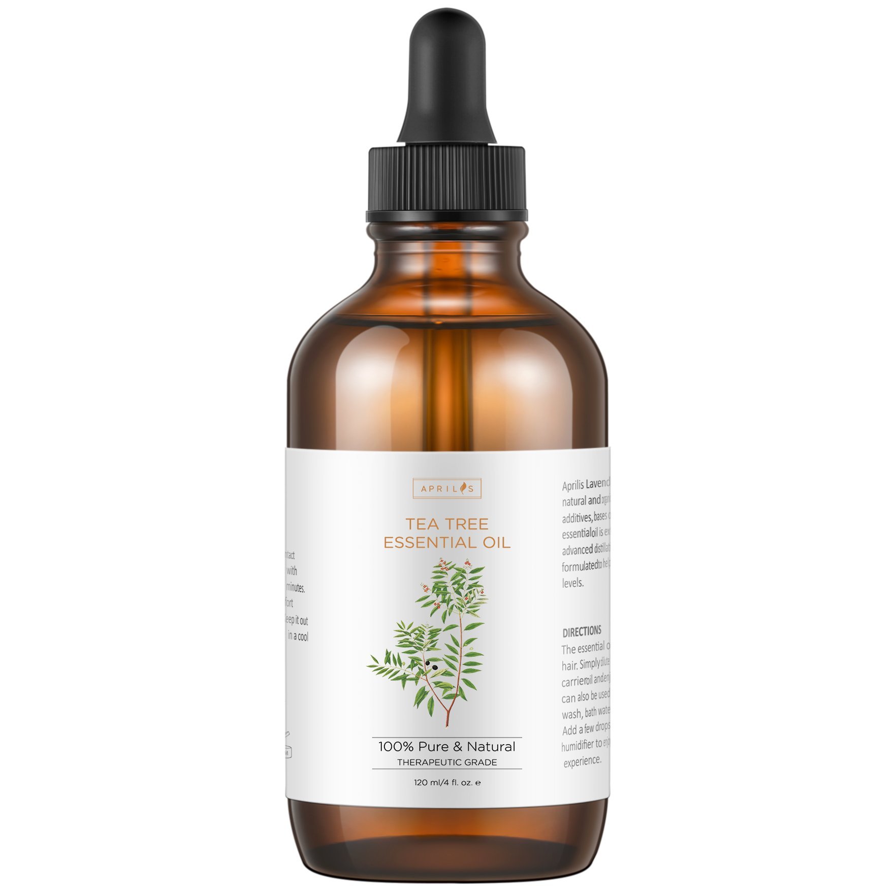 Tea Tree Essential Oil, Large 4 oz Bottle, 100% Pure & Natural, Undiluted Therapeutic Grade, Treats Acne, Cutaneous Skin Tags, Bacterial Infections, Nail Fungus