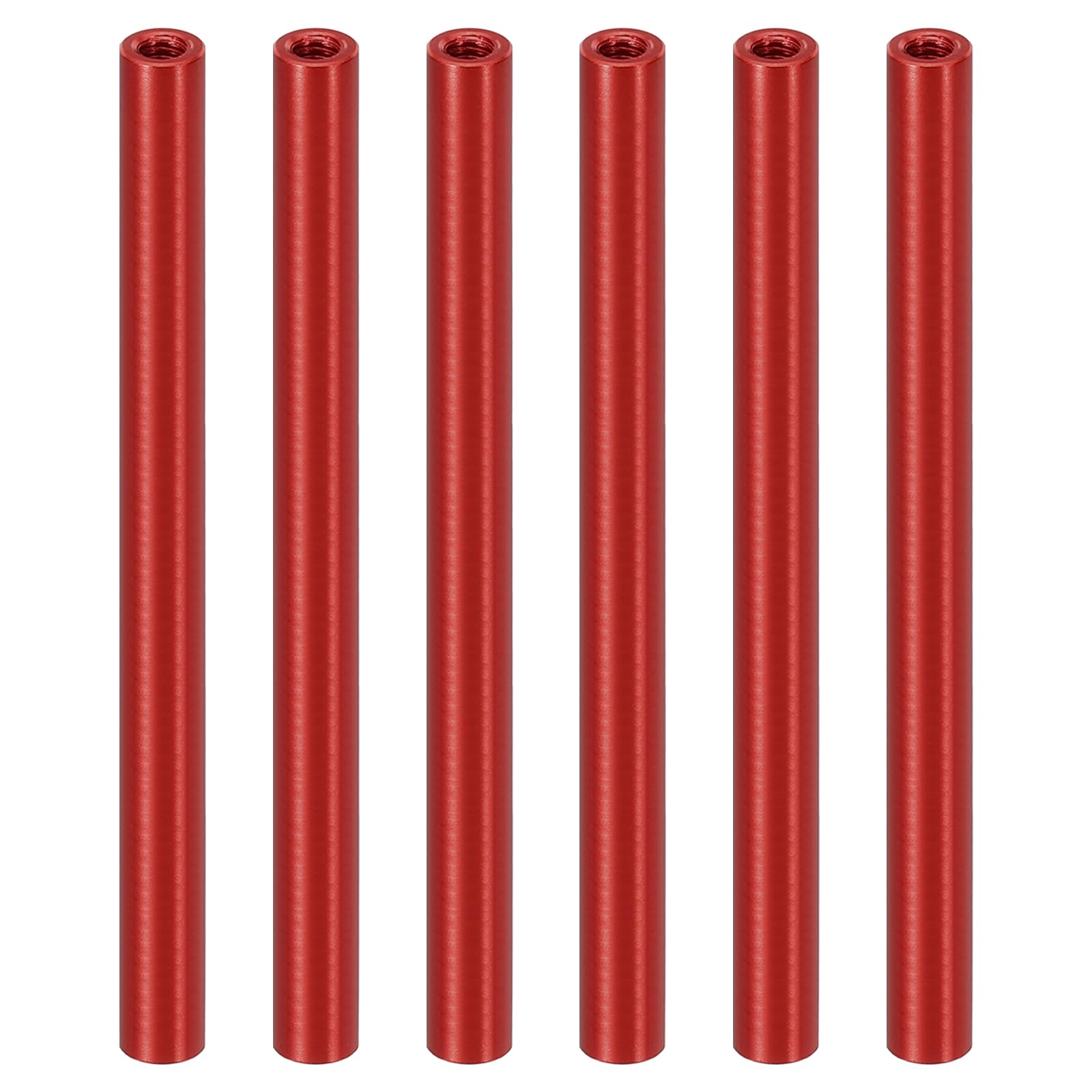 PATIKIL 6pcs M3 Metal Threaded Standoff Spacer Nuts, Round Aluminum Spacers Female Coupling Screws, 1/8" ID x 3/16" OD, Red, (80mm L) โ image 1
