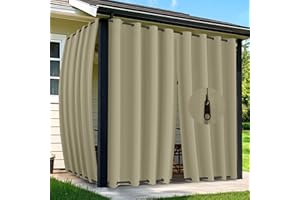 Arfntevss Outdoor Curtains for Patio Waterproof 2 Panels Blackout Curtains 84 inch Long with Zipper Top & Bottom Grommet Sun Blocking Outdoor Privacy Drape for Gazebo Porch Pergola (54x84, Khaki)