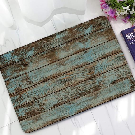Hemore Rustic Old Barn Wood Door Mats Cover NonSlip Machine Washable