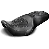 Two-UP Motorcycle Rider Passenger Seat Fit for Harley Touring Road King 1997-2007 Street Glide 2006-2007 (Black Stitching)