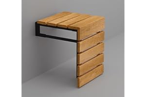 violet art home Folding Wall Mounted Teak Wood Handmade Shower Seat, Inside Shower Bathroom Stool for Seniors Disableds Pregn