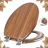 Elongated Toilet Seat Molded Wood Toilet Seat with Quietly Close and Quick Release Hinges, Easy to Install also Easy to Clean