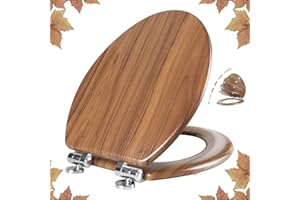 Elongated Toilet Seat Molded Wood Toilet Seat with Quietly Close and Quick Release Hinges, Easy to Install also Easy to Clean by Angol Shiold (Elongated, Natural)