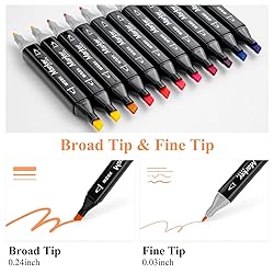 M&G 40 Colors Dual Tip Alcohol Markers, Dual Tip
