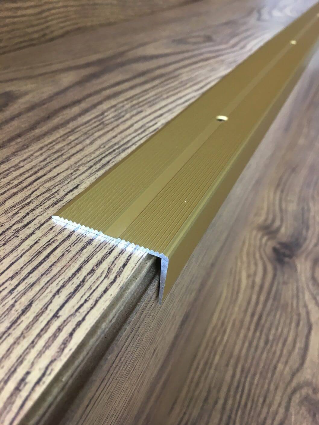 ⭐️ Anodised Aluminium Anti Non Slip Stair Edge Nosing 40mm x 20mm - 2M  (78.74"), Rubust Trim Drilled, Stair Carpet Guard Cezar by TMW Profiles  (Gold)- Buy Online in India at desertcart.in.