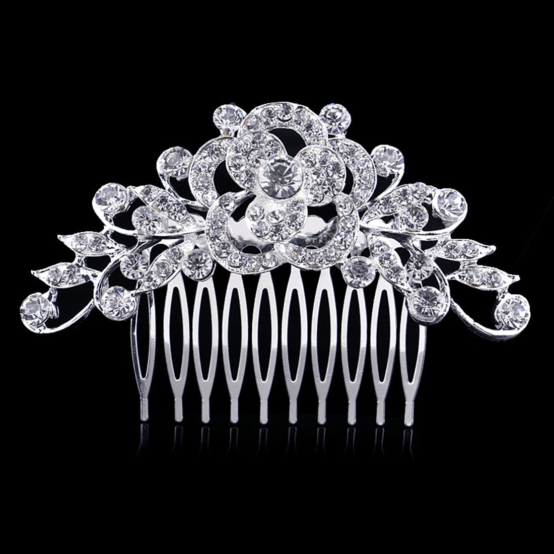 Dooppa Hair Comb Bridal Wedding Flower Rhinestones Women Hair Comb