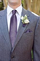 DiBanGu Plaid Tie Men's Silk Tie and Pocket Square