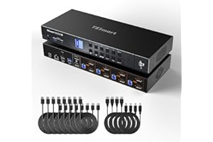 TESmart 8K@60Hz Displayport KVM Switch 2 Monitors 4 Computers, 4K@144Hz DP 1.4 KVM Switch Dual Monitor with EDID, USB 3.0, Gi