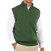 Runcati Mens Quarter Zip Sweater Vest Stand Collar Sleeveless Pullover Sweaters Slim Fit Knitted Golf Vest