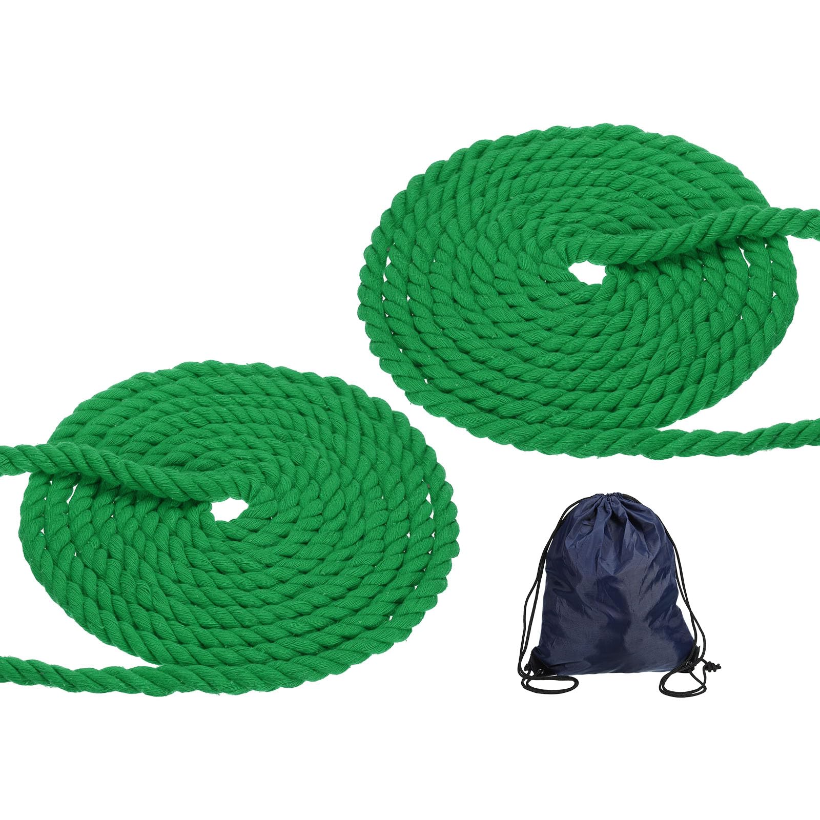 PATIKIL 1/2"x16' Natural Twisted Cotton Rope, 2 Pack 3 Strand Soft Craft Rope with Drawstring Bag for Craft Railings Home Decor, Green