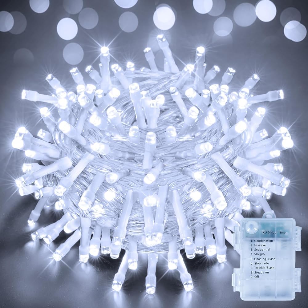 Ollny Fairy Lights Battery Operated 10m 100 LEDs 8 Modes IP44