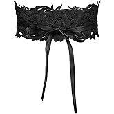Allegra K Womens Lace Wide Waist Belt Wrap Around Obi Corset Cinch Belts Bowknot