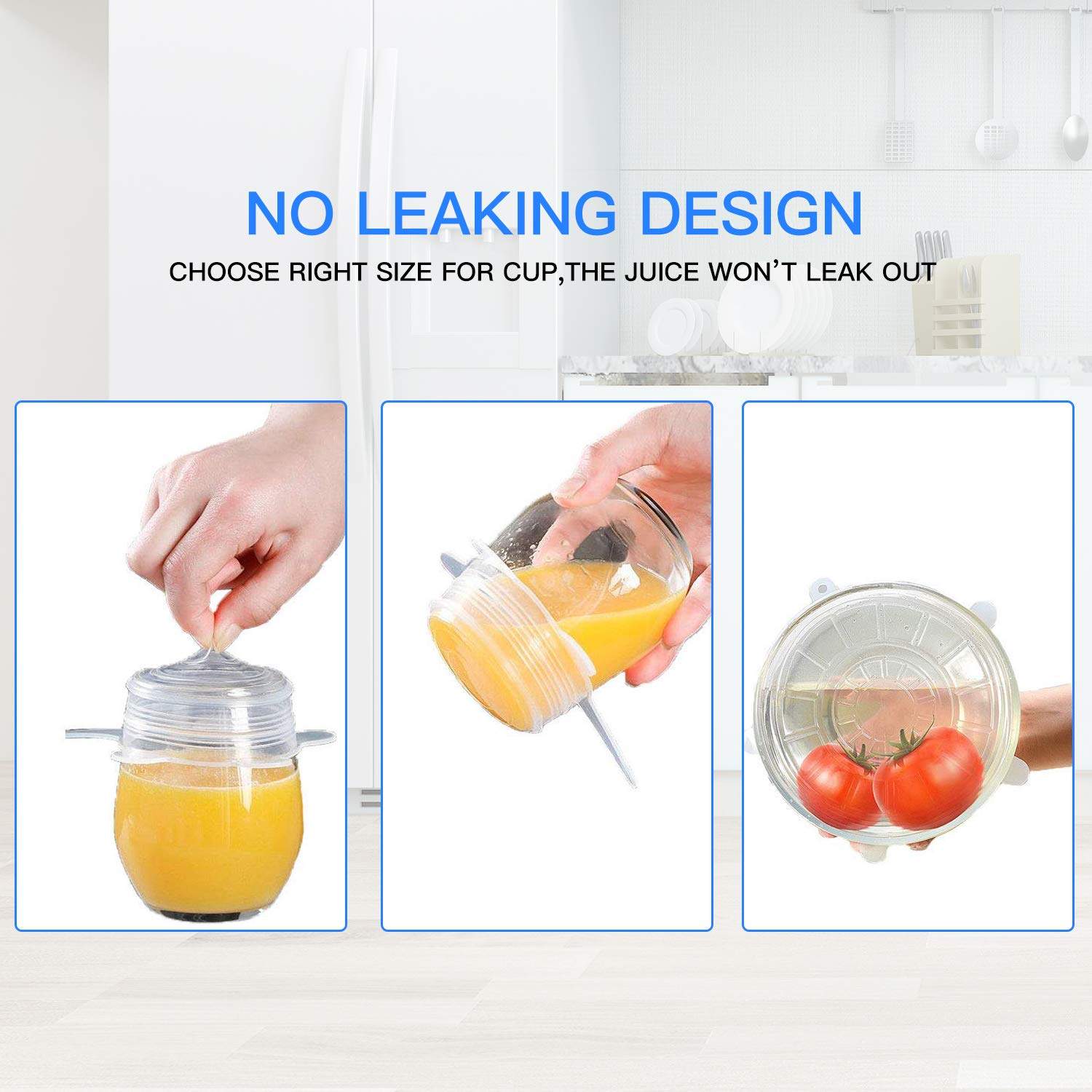 Tapa elástica de silicona, 12 PCS Reutilizable Fundas Protectoras para Alimentos Tapa Tazas, Paquetes de Varios TamañOs, Lavavajillas, Microondas, Horno y congelador, Sin BPA