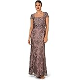 Adrianna Papell Womens Metallic Embroidered Gown