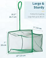 Uniclife 25 cm Aquarium Fish Net with Braided Metal Handle Large Square Net view 2