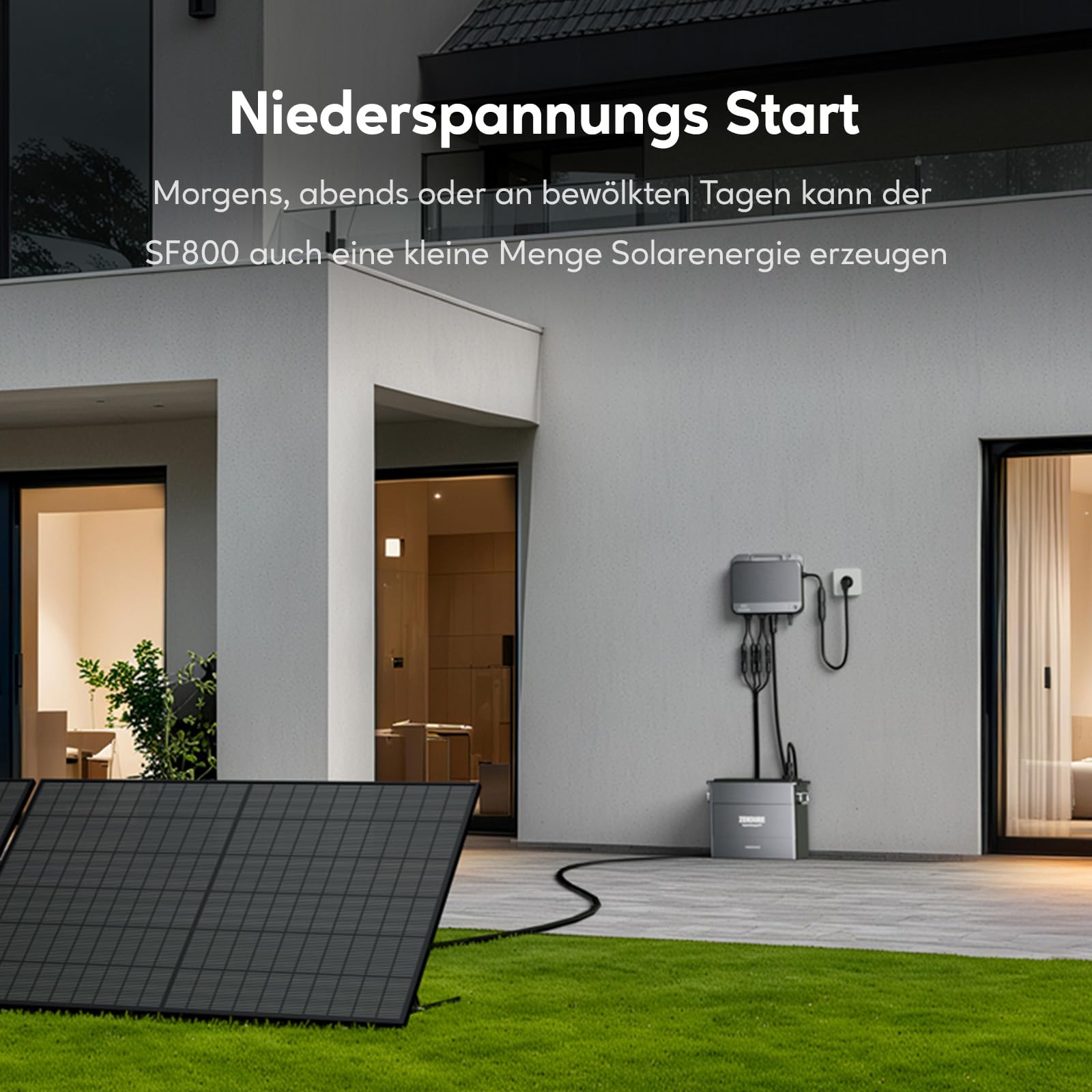 Zendure 800W Balkonkraftwerk - Balkonkraftwerk 800W komplett Steckdose - neuester SolarFlow 800 800W Mikro Wechselrichter - Solaranlage Komplettset - 430W x2 bifaziale Solarmodule inkl. Zubehör 4