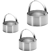 Maykito 3 Pieces Round Biscuit Cutter with Handle - Stainless Steel Round Circle Doughnut Cutter Baking Molds Assorted Size