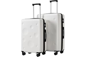 Merax Hardshell Sets 2 Pieces 28" Expandable Luggages Spinner Suitcase TSA Lock Lightweight, White Black, 24/28 Inch