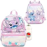 Angel Backpack Set - Bundle with 13” Mini Lilo and Stitch School Backpack with Front Pocket, Water Bottle | Disney Angel School Supplies for Kids