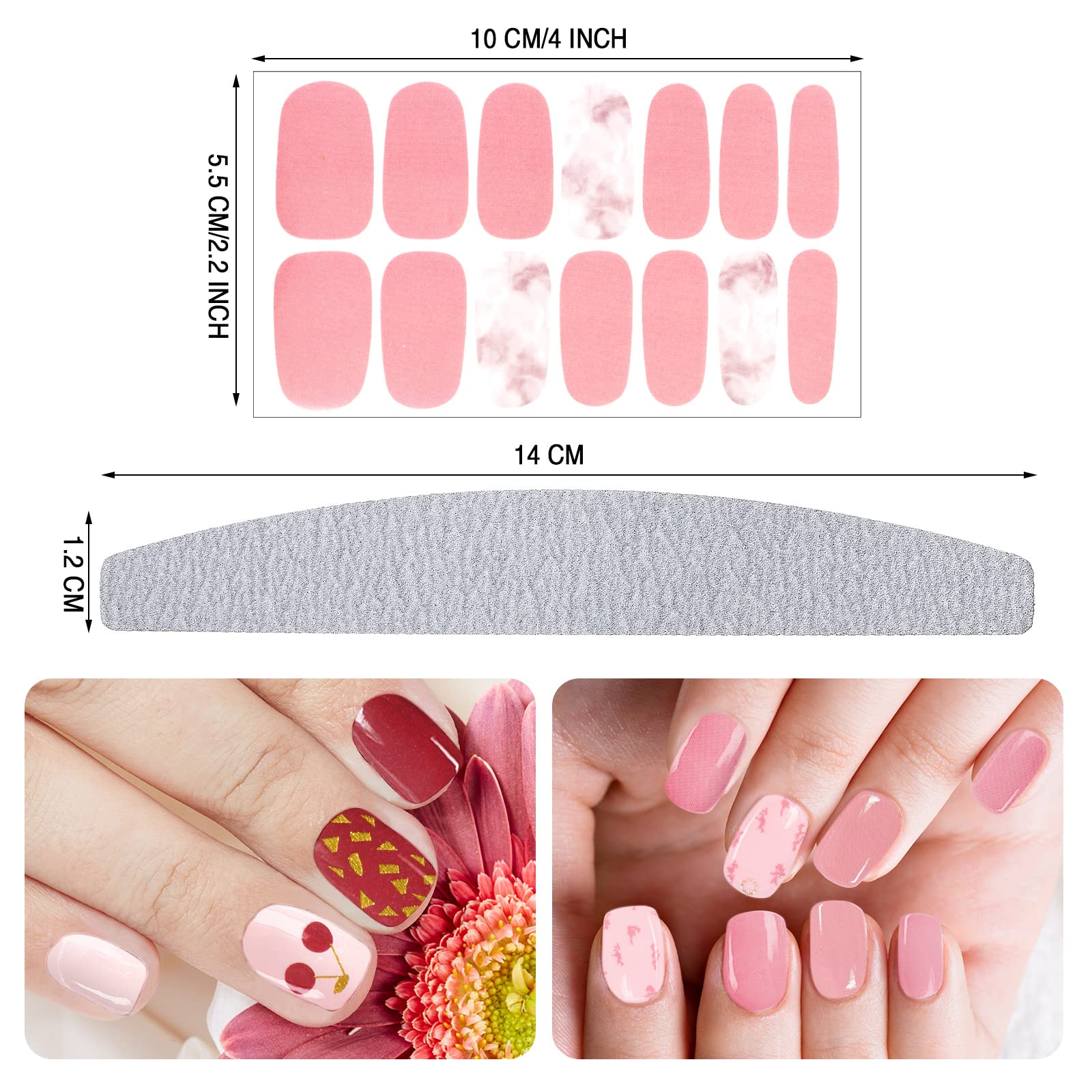 Maitys 560 Pieces 40 Sheets Full Wrap Nail Stickers Nail Polish Strips Decals Self Adhesive Gel Fingernail Strips Art Decals with File for Women DIY Craft Decorations(Glitter Style) - Image 2