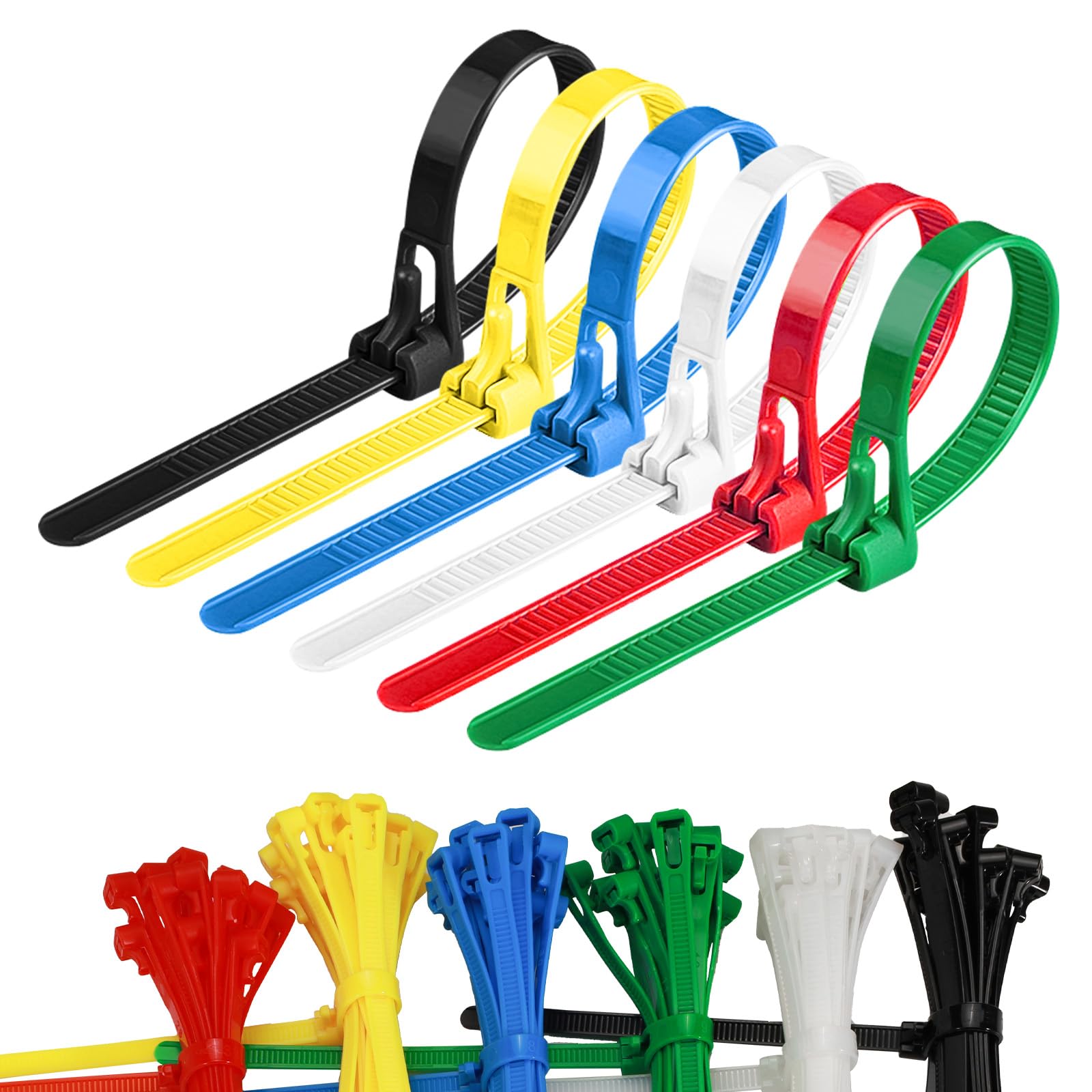 LELE LIFE Reusable Zip Ties 20cm, 120pcs Colored Zip Tie Heavy Duty Outdoor Small Cable Ties, Releasable Tie Wraps, Wire Ties Removable for Cord Management (20cm)