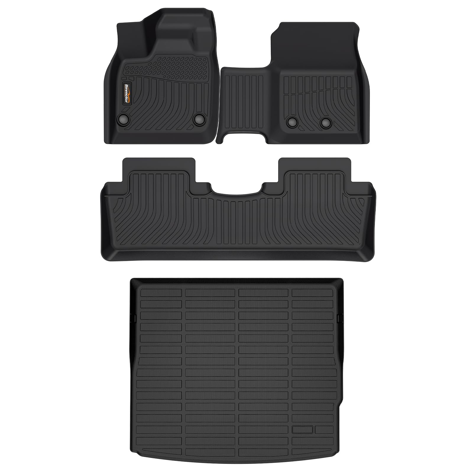 Binmotor-All Weather Car Floor Mats and Cargo Liner Set for Nissan Ariya 2023-2025, 2 Rows with Cargo Mat Set, TPE Liners for Ariya Accessories Mats Trunk Liner Mat-Black Image