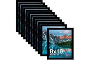 Picrit 8x10 Picture Frame Set of 12, Display 5x7 with Mat or 8x10 without Mat, Photo Frames for Wall Mounting or Table Top Display, Black