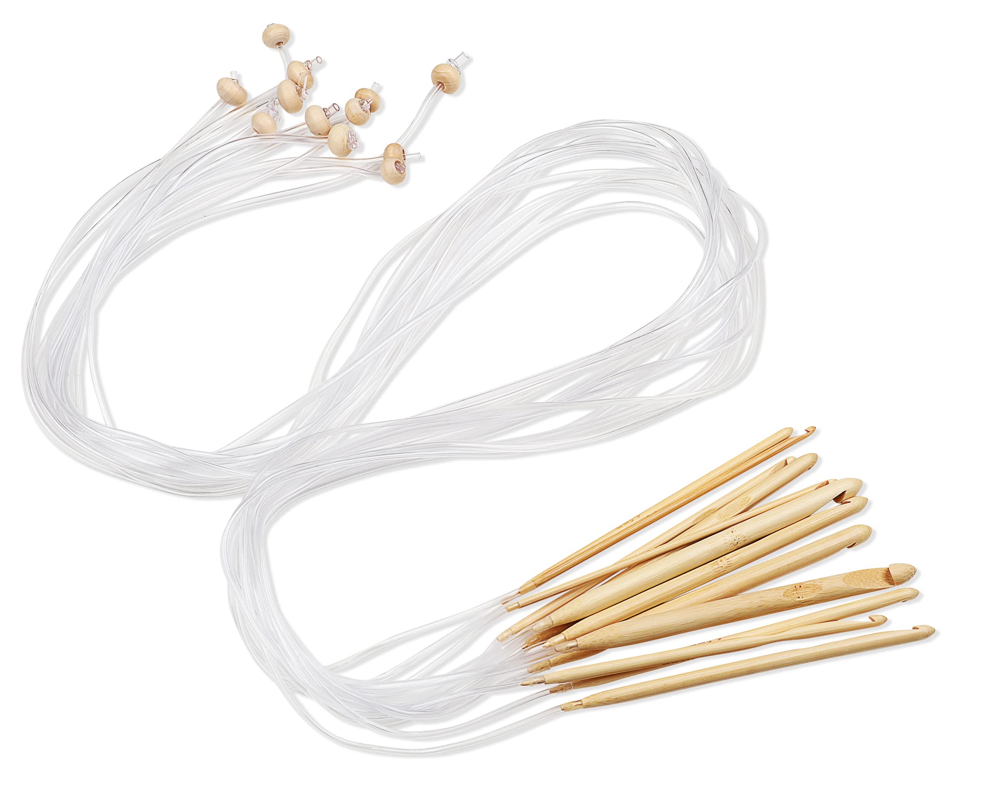 Coopay Tunisian Crochet Hooks Beginners Adults, Tunisian Crochet Hooks Set with Cable 120cm Long Hooks for Tunisian Crochet Afghan Blanket Projects, Warm Bamboo Tunisian Hooks for Arthritis Hands