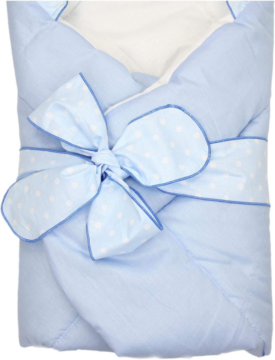 TupTam Baby Swaddle Blanket Padded Wrap with Deco Bow, Blue, 70 x 70 cm - Image 3