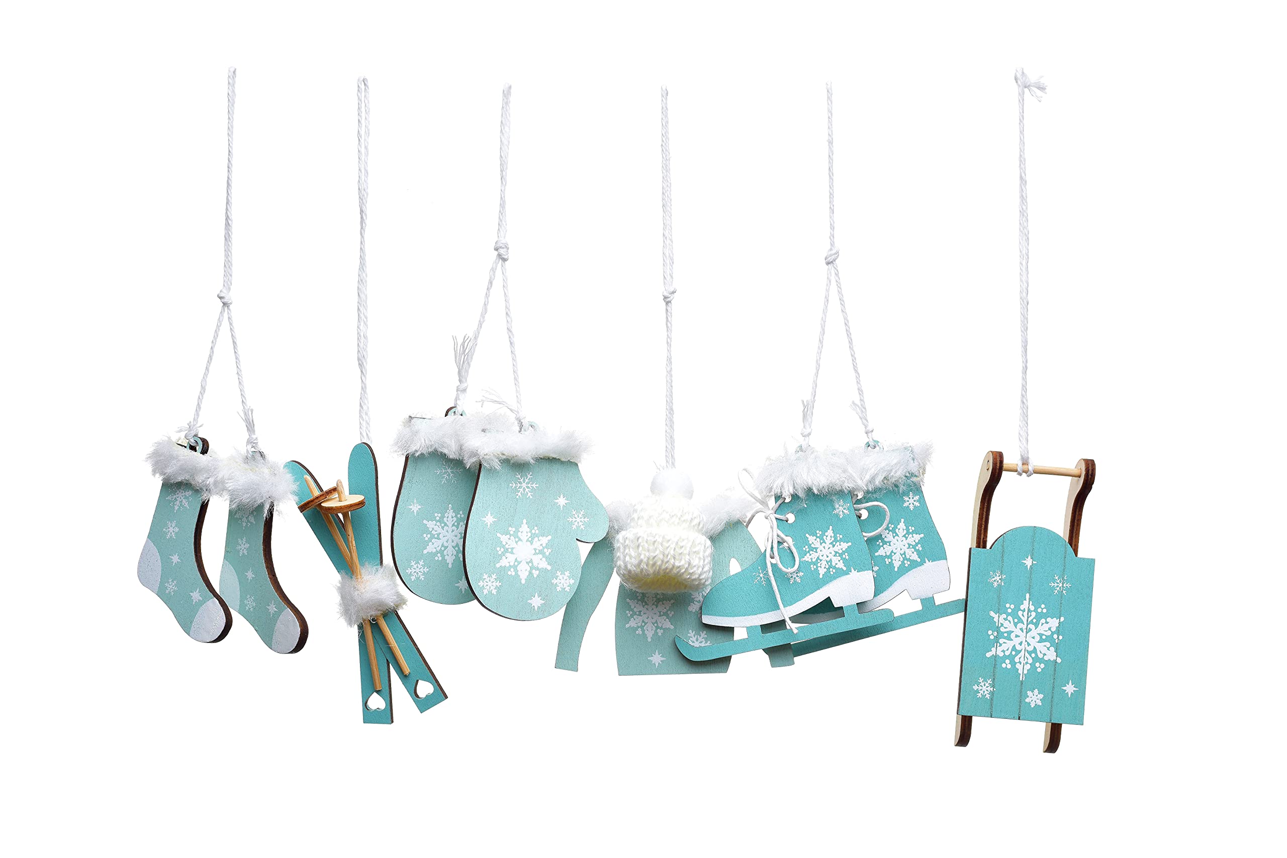 HEITMANN DECO Tree Ornament, Natural, Blue, White, Approx. 4-6.5 cm