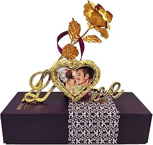 Whopper 24K Golden Color Rose con Marco de Fotos y Caja de ...