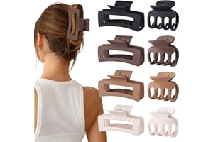 SMKSL Medium Hair Clips for Women 8 Pcs Small Claw Clips for Thin and Thick Hair 2 Styles Hair Claw Clips Combination Rectangle Banana Jaw Hair Accessories for Women and Girls (Brown)