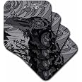 3dRose CST_24933_3 Cats Le Chat Noir Ceramic Tile Coasters