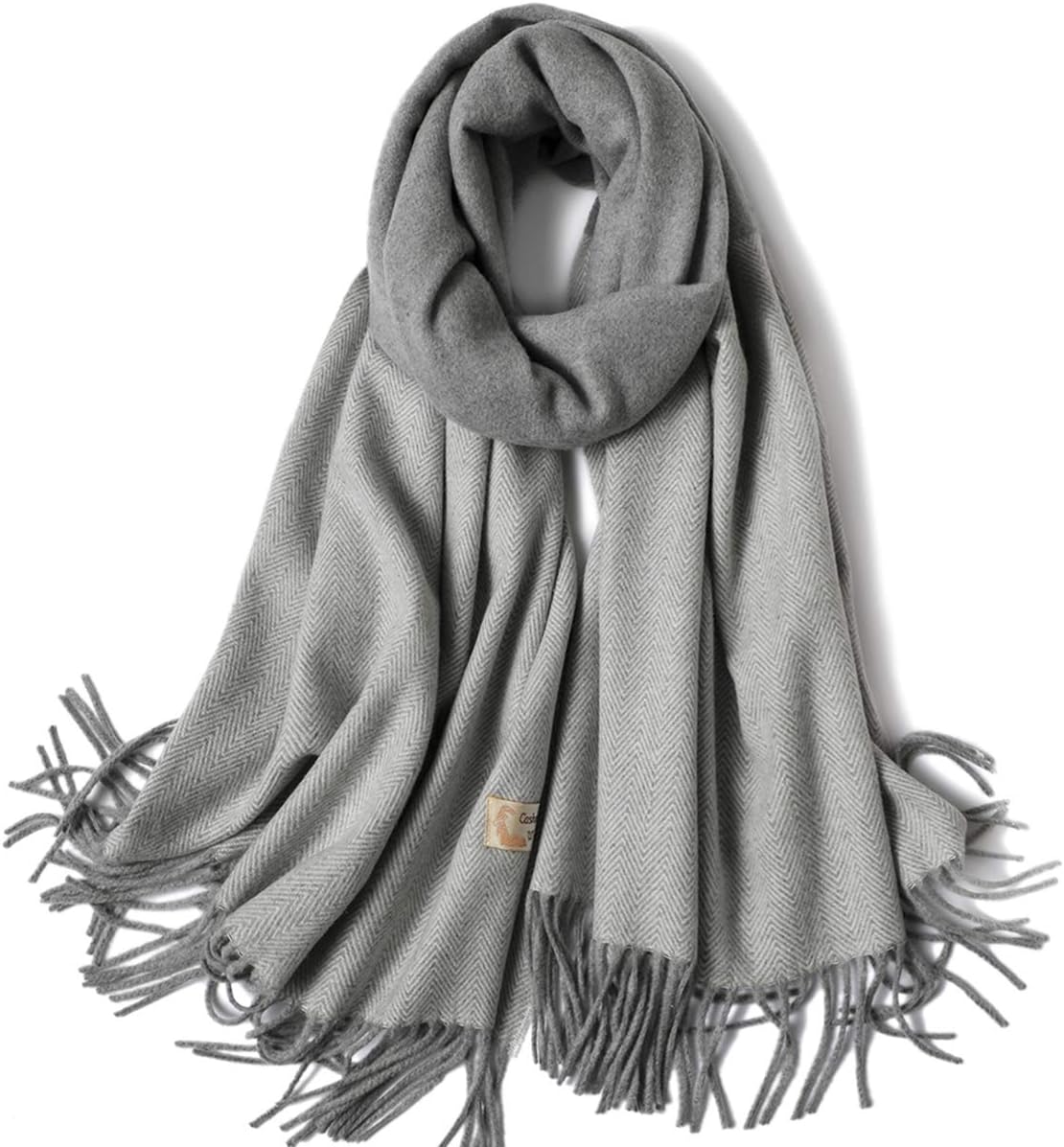 DIFLY Womens Contrast Color Large Soft Cashmere Pashmina Shawls Wraps Scarf Winter Warm Tassel Shawl Scarves