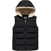 Pursky Girl's and Boy's Hooded Warm Puffer Vest Outerwear Soft Flannel Lined Insulation Waistcoat