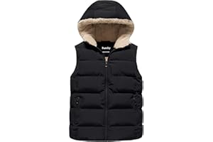 Pursky Girl's and Boy's Hooded Warm Puffer Vest Outerwear Soft Flannel Lined Insulation Waistcoat