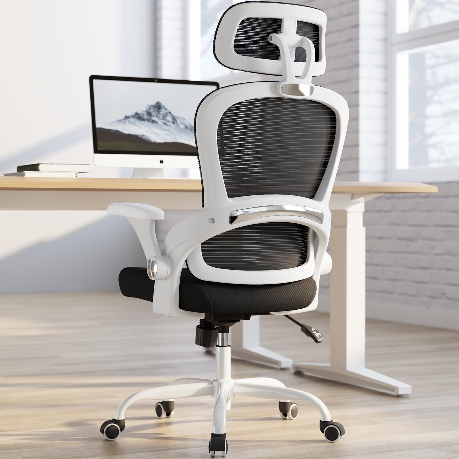 Photo 1 of TRALT Office Chair - Ergonomic Office Chair with Back Support, Computer Chair - Home Office Desk Chairs, 330lbs Wide Seat Big and Tall Office Chairs with Headrest, Comfy Desk Chairs (White Black)