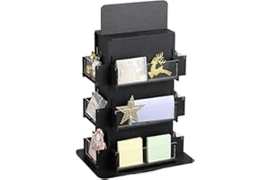 Livoccur Sticker Display, 3 Tier Sticker Display Stand for Vendors, 4-Sided Sticker Holder, Wood Card Display Stand, 360 Degree Sticker Display Stand for Stickers, Craft Show, Retail, Trade show