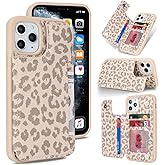 iCoverCase Compatible with iPhone 11 Pro Max Phone Case with Card Holder, Wallet Case for Women Men RFID Blocking PU Leather Protective Case 6.5 Inch (Beige Leopard)