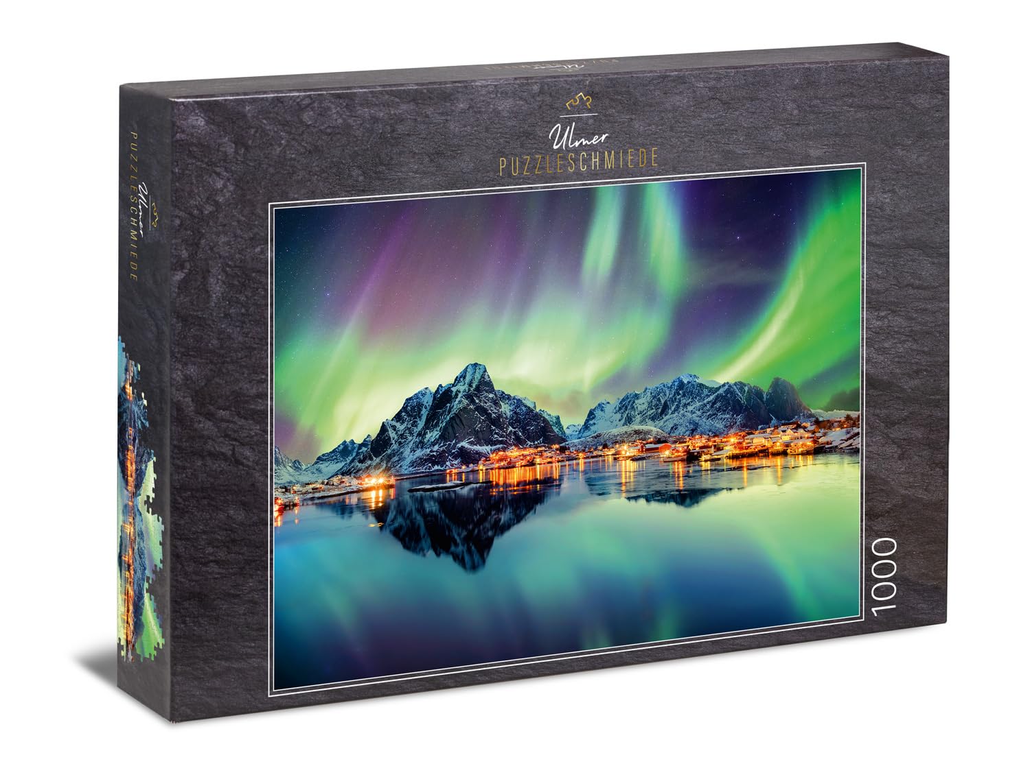 Ulmer Puzzleschmiede - Puzzle "Dance of the Northern Lights": 1000 pieces jigsaw puzzle - Spectacular Northern Lights over Lofoten, Norway