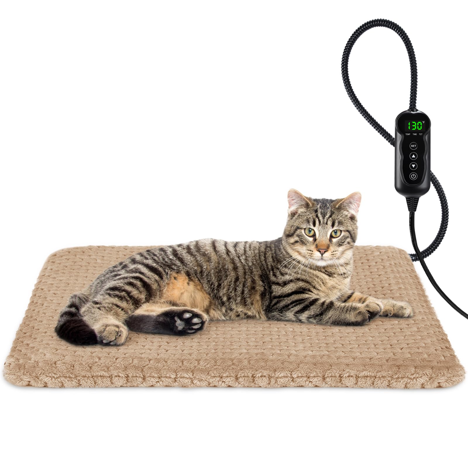 Photo 1 of INVENHO Heated Cat Bed, Waterproof Adjustable Temperature Dog Cat Heating Pad with Timer, Indoor Pet Heating Pad for Cats Dogs Electric Pads for Dogs Cats, Pet Heated Pad