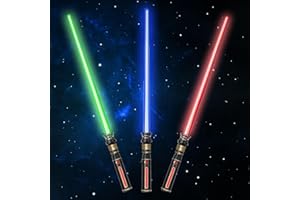 HERTMUN Light Up Saber,3 Pack Lightsabers, Light Sabers for Kids with FX Sound, Expandable Light Saber for Galaxy War Fighters and Warriors, Halloween Dress Up Parties Costume, Xmas Birthday Present