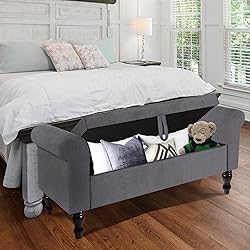 Polar Aurora Storage Bench with Upholstered Rolled