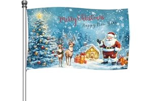 Christmas Flag, 150x90cm/5x3ft Double-Sided Merry Christmas Garden Flags for Outdoor Yard Patio New Year Xmas Holiday Party D