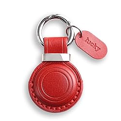 Jayanes Genuine Leather AirTag Holder Keychain